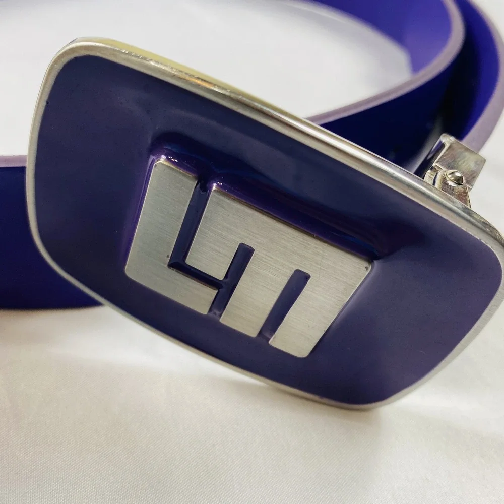 Loudmouth Golf Polished Purple Patent Leather Belt Mens Size 30 Logo Buckle